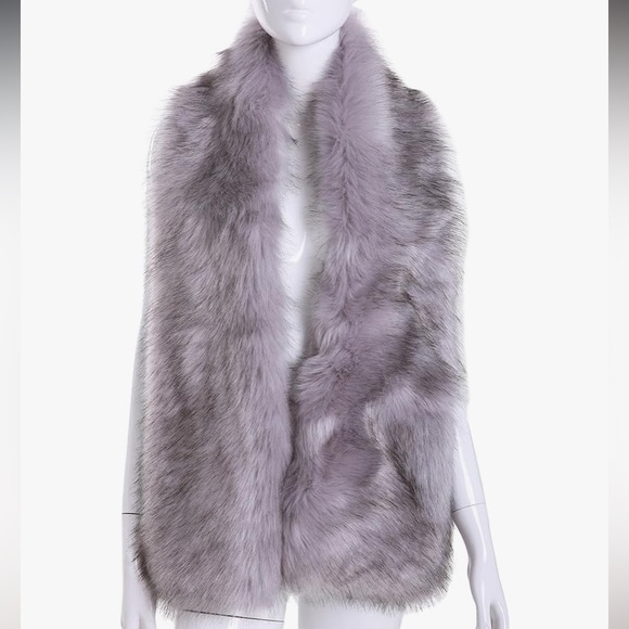 Bridal Wrap Shaul fake fur light gray color - Picture 9 of 13